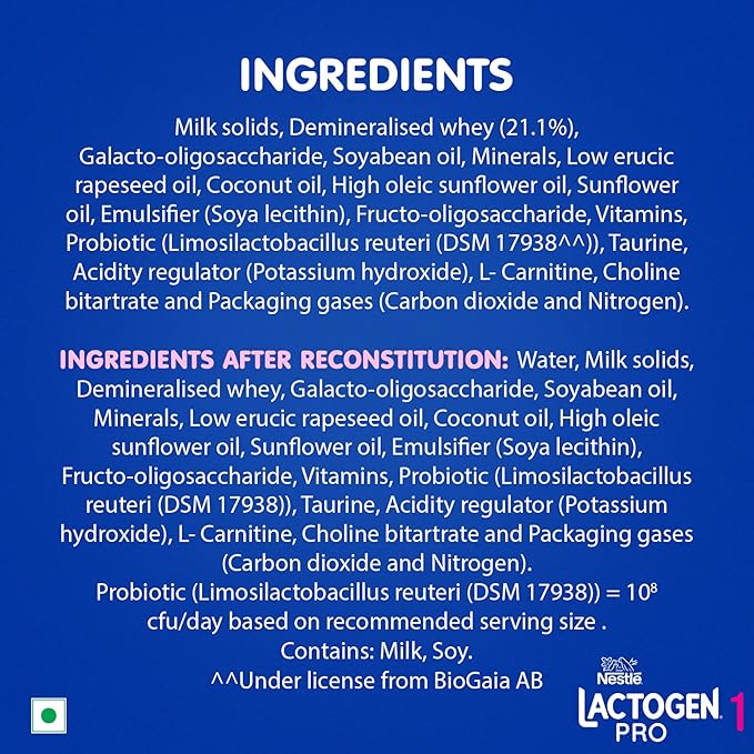 Nestlé LACTOGEN PRO 1: Spray-Dried Infant Formula with Probiotic L. reuteri, Prebiotic Fibres (GOS & FOS), and Easily Digestible Whey Protein for Newborns