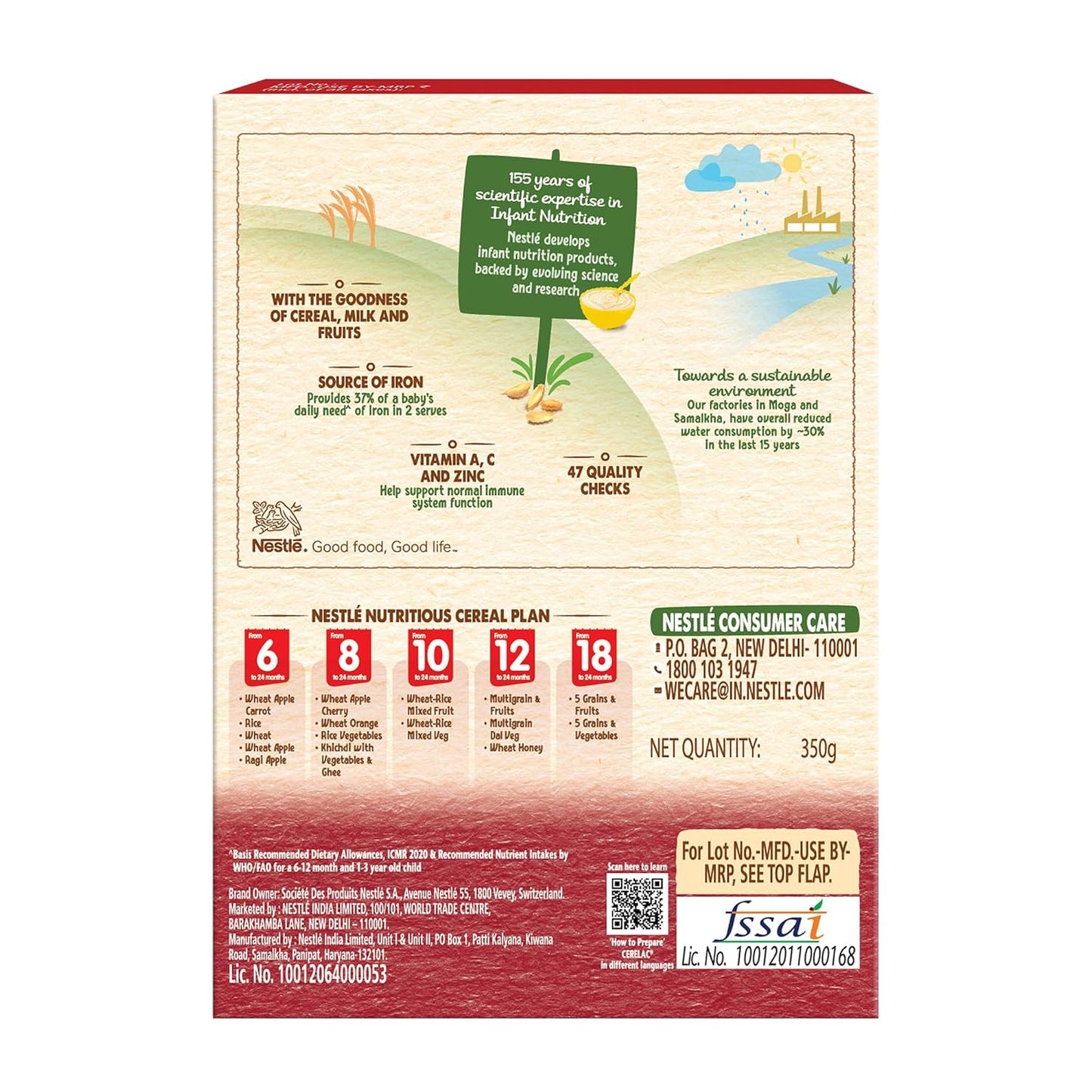 CERELAC Baby Food Cereal, No Preservatives, Wheat Apple Cherry for 8 to 24 Months Baby, Source of Iron & Protein