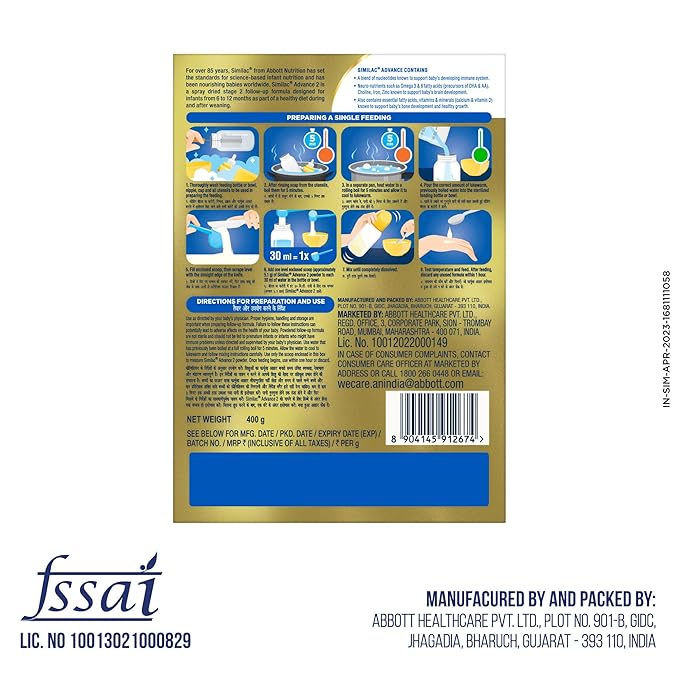 Similac Advance Stage 2 Follow-Up Powder Formula – 400g Box, for 6–12 Months, with Immunity-Building Nucleotides at TPAN Level