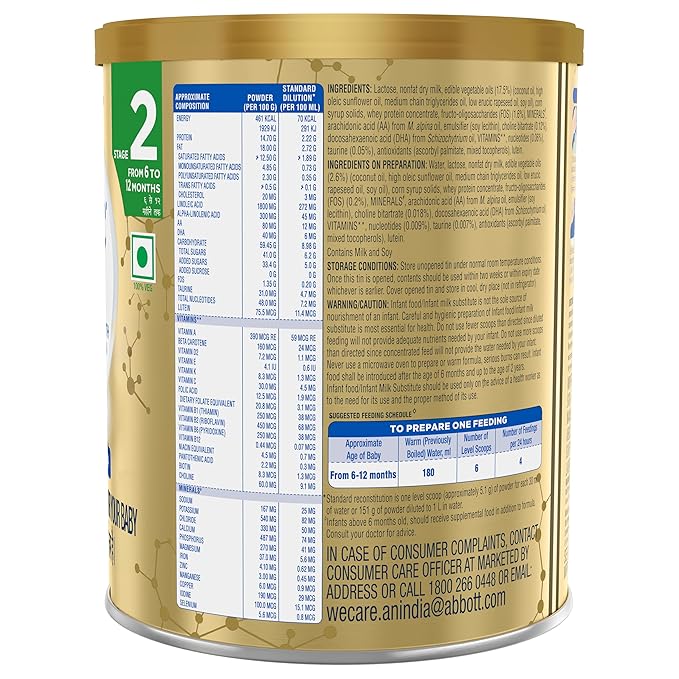 Similac Infant Plus Stage 2 Follow-Up Formula – 400g Tin (6–12 Months), with HMO, Supports Immunity & Brain Development