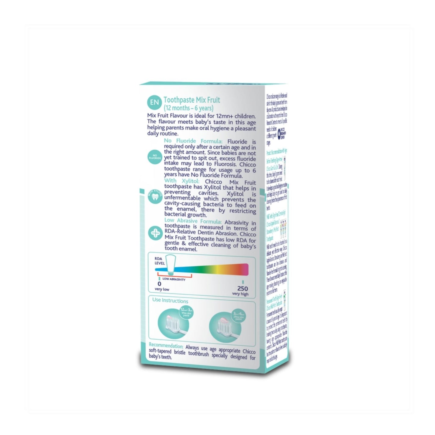 Chicco Kids Safe Toothpaste 50g – Mixed Fruit Flavor, Fluoride-Free, Low Abrasive, Plaque Removal & Cavity Prevention, IDA Approved (1–6 Years)