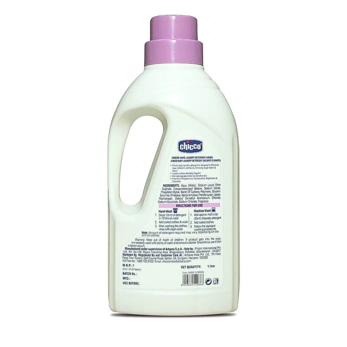 Chicco Baby Liquid Laundry Detergent 1L – 5X Stain & Germ Protection, Kills 99% Germs, Dermatologically Tested, Gentle Clean with Delicate Flowers