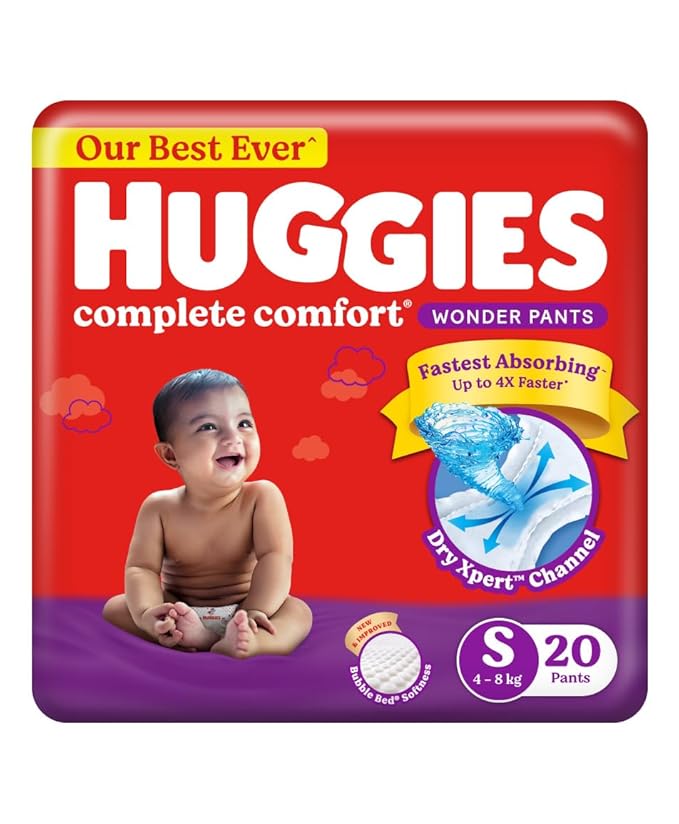Huggies Complete Comfort Wonder Pants, Small (S) Size (4–8kg), 20 Count