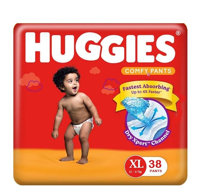 Huggies Comfy Baby Diaper Pants, Extra Large (XL), 38 Count, Up to 2X Faster Absorption, Dry Expert