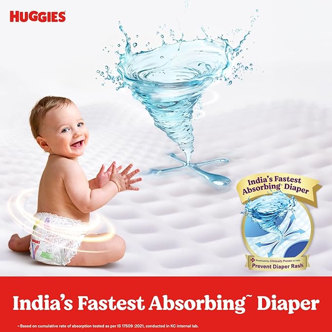 Huggies Complete Comfort Wonder Pants, Medium (M), 76 Count, India’s Fastest Absorbing Diaper, 7–12kg, Pant Style,