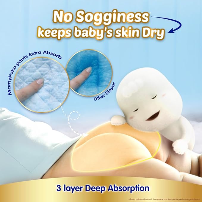 MamyPoko Extra Absorb L-Size Diapers (48 Pack): Gentle, Skin-Friendly (Coconut Oil) for 9-14 kg, Ensuring Deep Sleep