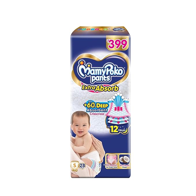 MamyPoko Pants Extra Absorb Baby Diapers, Small (S) 28 Pcs