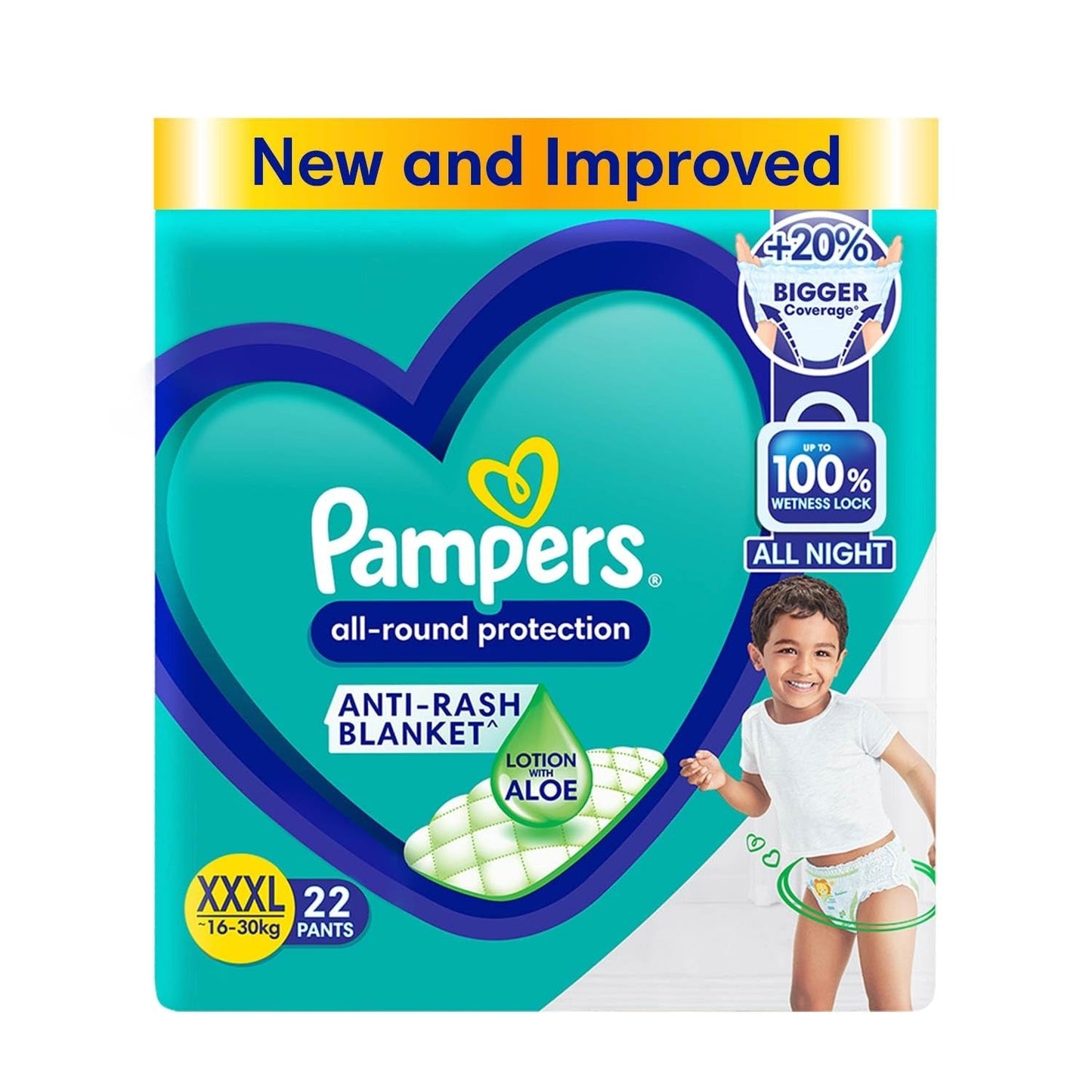 Pampers Diaper Pants XXXL (16-30 kg) | 22 pcs | Anti-Rash & Aloe Vera