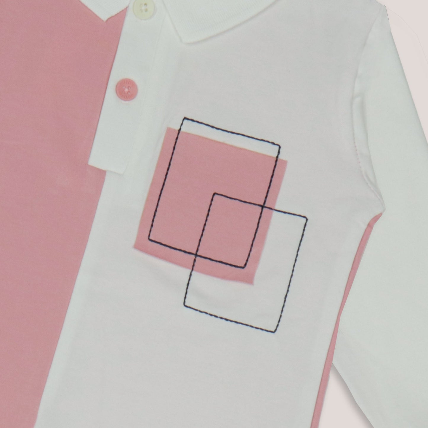 Ollypop Boys’ Pink Full Sleeve Collar T-Shirt – Basic Breathable Winter & Monsson Essential with Color Blocked Design