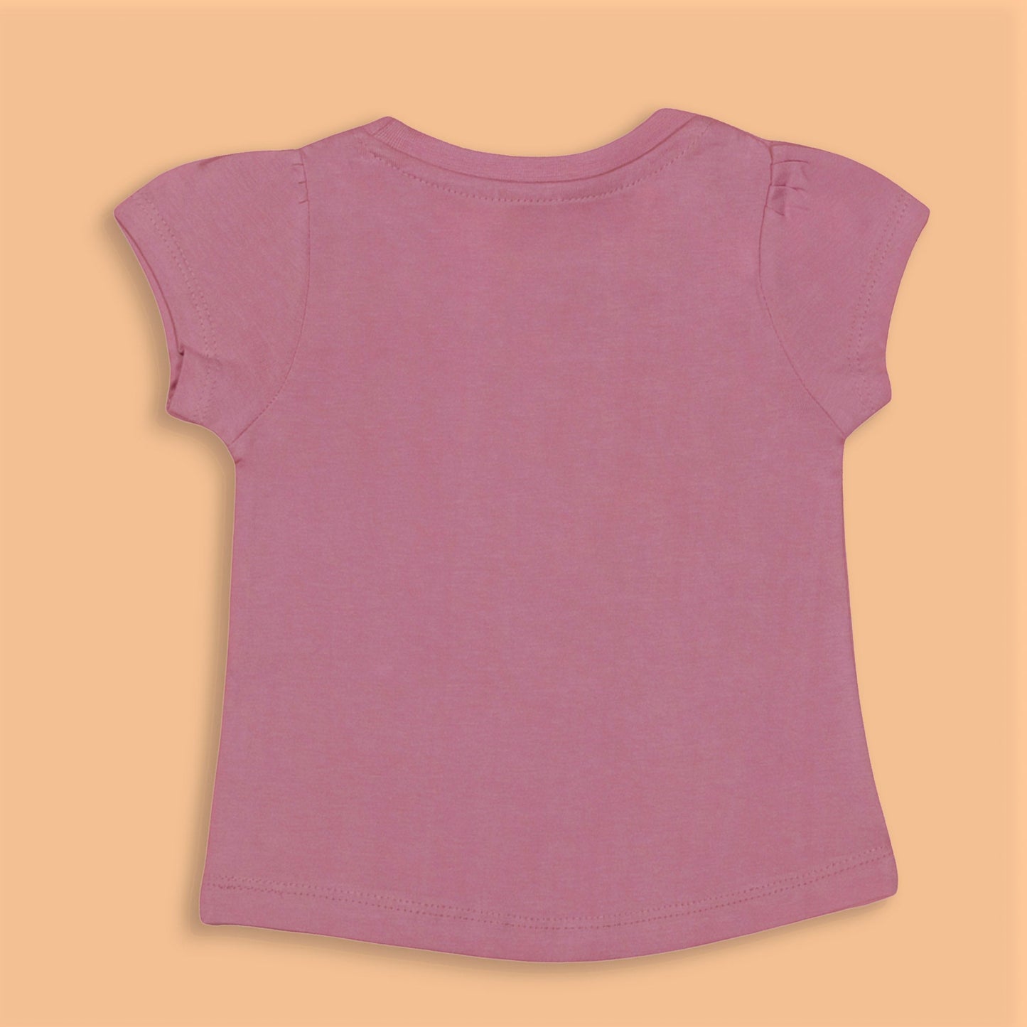 Pink Rabbit Girls Pink Cotton Printed Cap Sleeve T-shirt