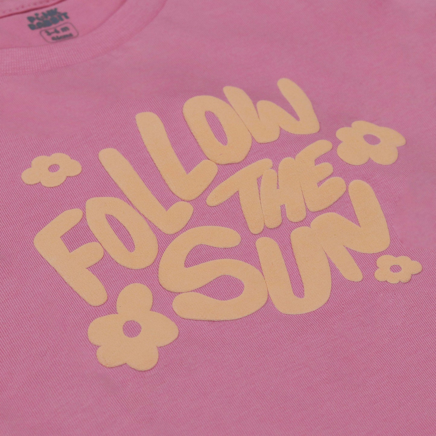 Pink Rabbit Girls Pink Cotton Printed Cap Sleeve T-shirt
