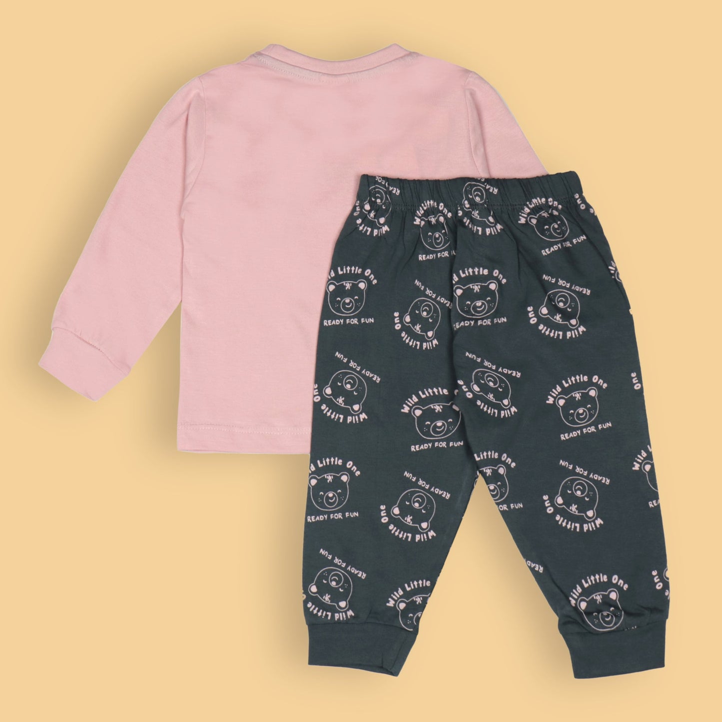 Cucumber Boys’ Pink Teddy Tee & Charcoal Joggers – Wild Little One, Ready for Fun! Soft Cotton Comfort