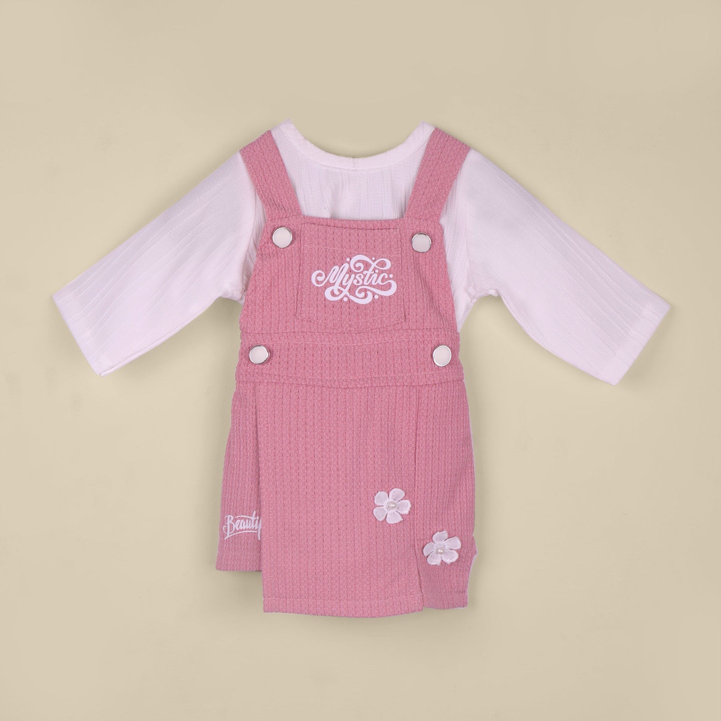 Mystic & Beautiful – Girls’ Pink Dungaree Outfit with Leggings
