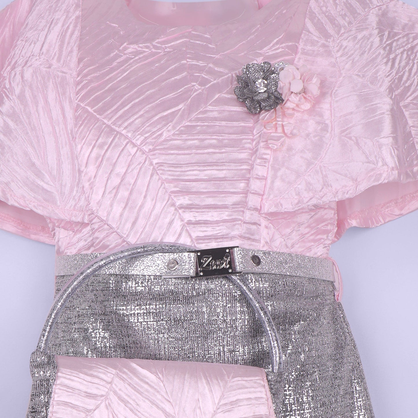 Pretty in Pink – Girls’ Party Dress with Belt and Handbag
