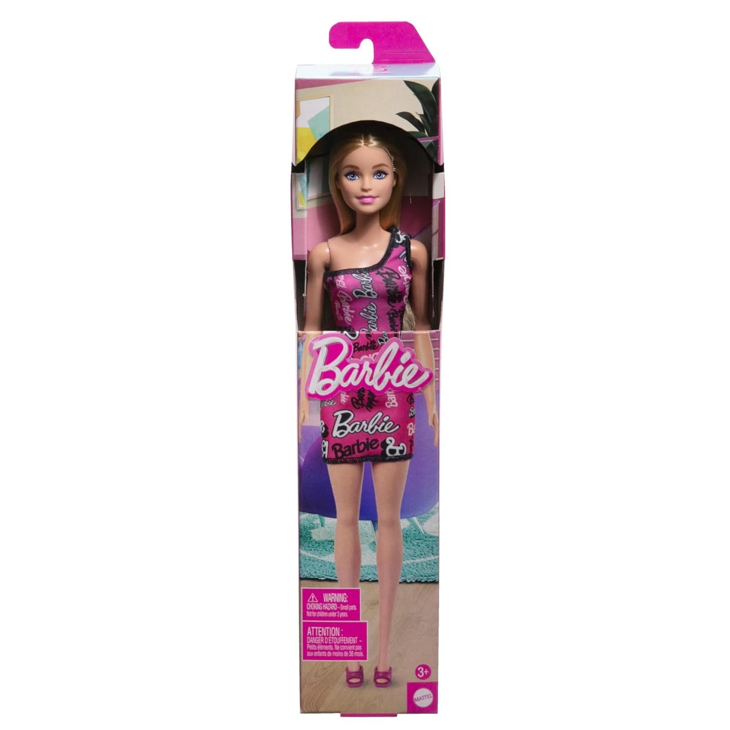 Blonde Barbie Fashion Doll with Removable Pink Dress & Stylish Footwear
