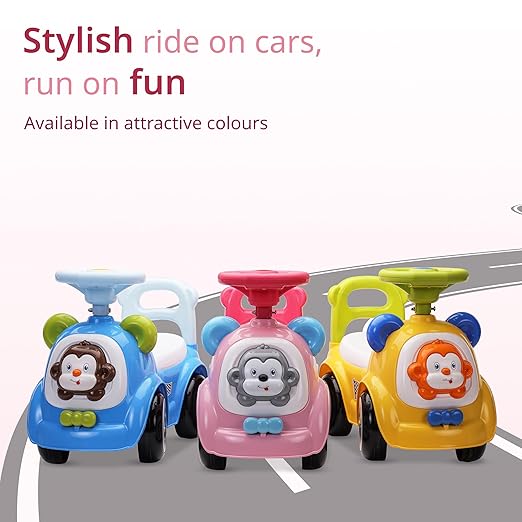 LuvLap Sunny Ride-On Push Car – Pink – Music, Horn, Safety Guard & Storage – 1–3Y