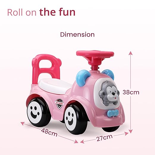 LuvLap Sunny Ride-On Push Car – Pink – Music, Horn, Safety Guard & Storage – 1–3Y