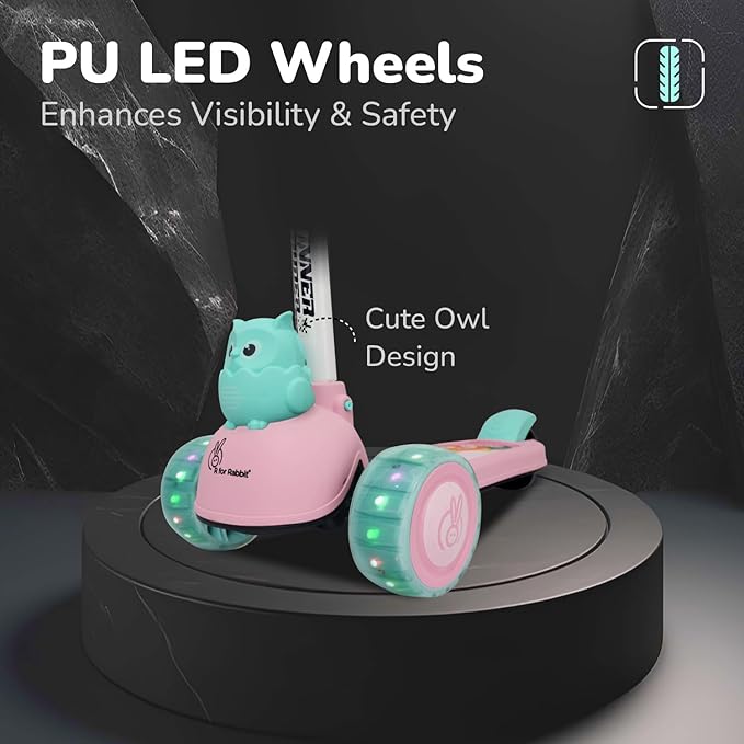 R for Rabbit Road Runner Scooter for Kids (3 to 14 Years) – Adjustable Height, Foldable Design, PU LED Wheels, 75 kg Weight Capacity