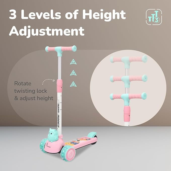 R for Rabbit Road Runner Scooter for Kids (3 to 14 Years) – Adjustable Height, Foldable Design, PU LED Wheels, 75 kg Weight Capacity