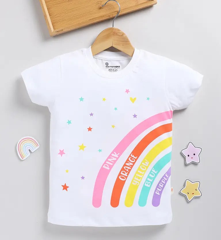 Girls’ Smart Outdoor Cotton Tees – White & Blue Printed Pack (2)
