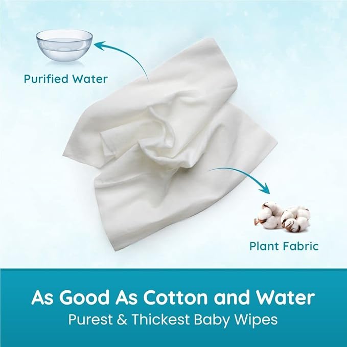 Mother Sparsh 99% Pure Water Baby Wipes, Unscented, Plant-Based, Super Thick, 72 pcs x 3 (Pack of 3)