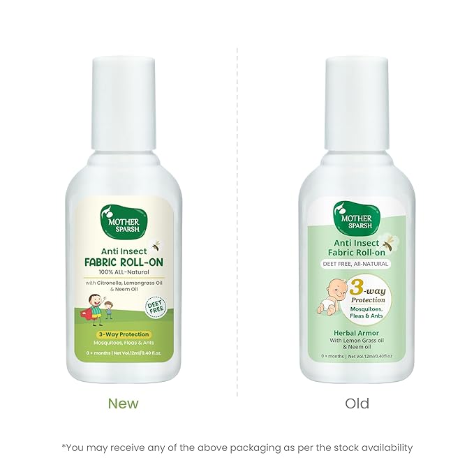 Mother Sparsh Natural Mosquito Repellent Fabric Roll-On, Babies, 3-Way Protection, 12ml