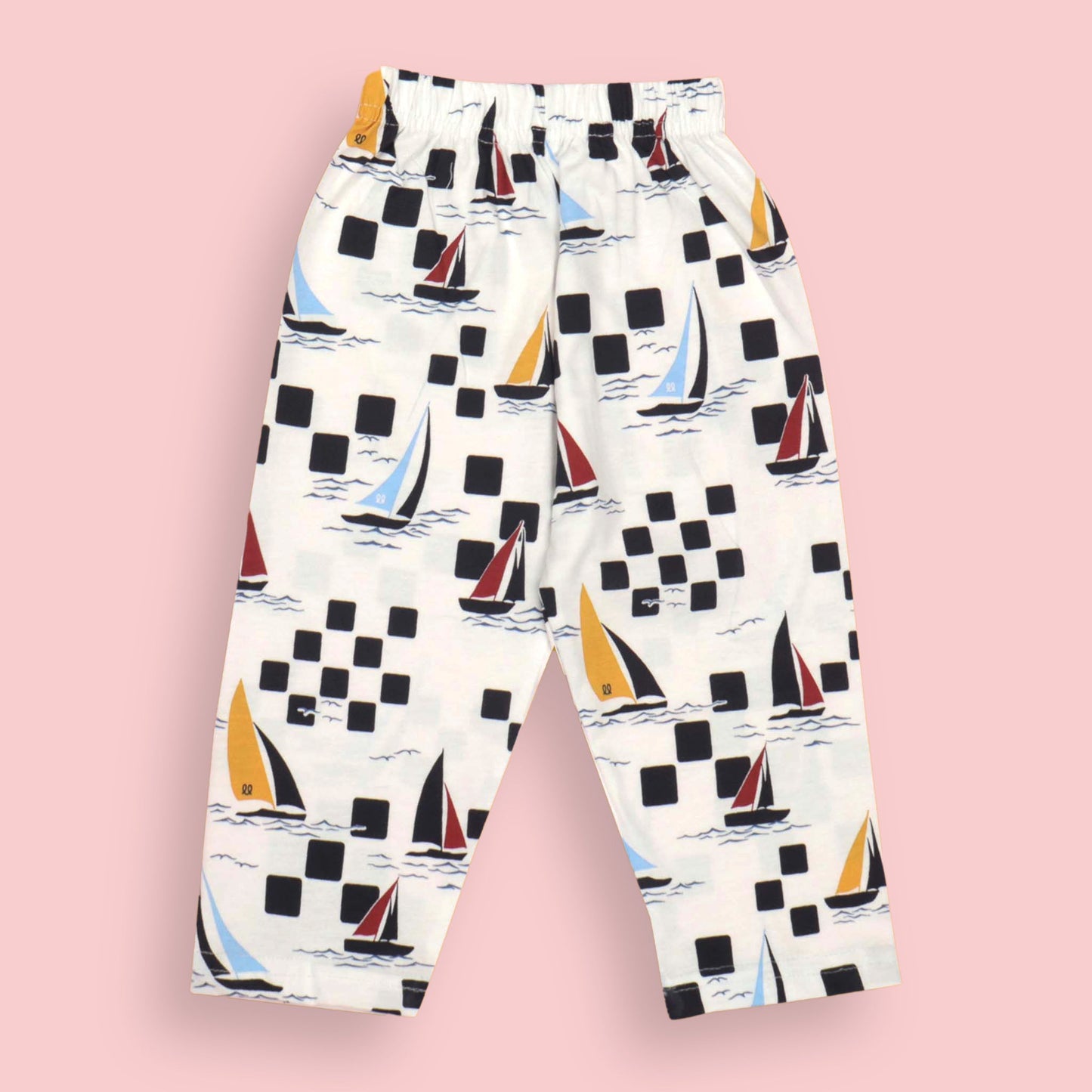 Off White Unisex Nightwear Set with Collared Button-Up T-Shirt and Full-Length Pyjamas