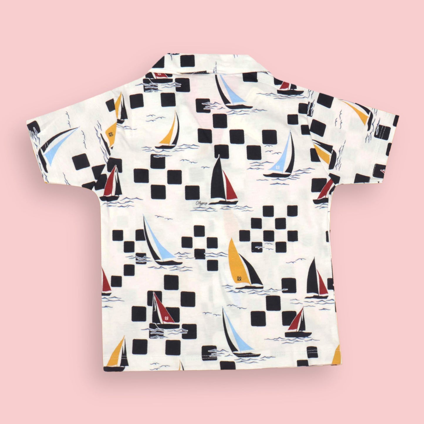 Off White Unisex Nightwear Set with Collared Button-Up T-Shirt and Full-Length Pyjamas