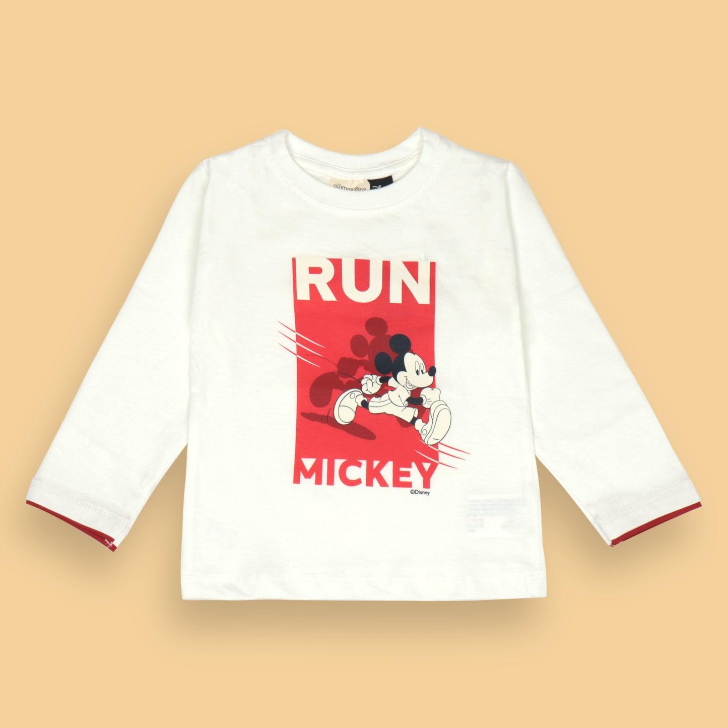 Ollypop Unisex White 'RUN MICKEY' Cartoon Print Full Sleeve T-Shirt