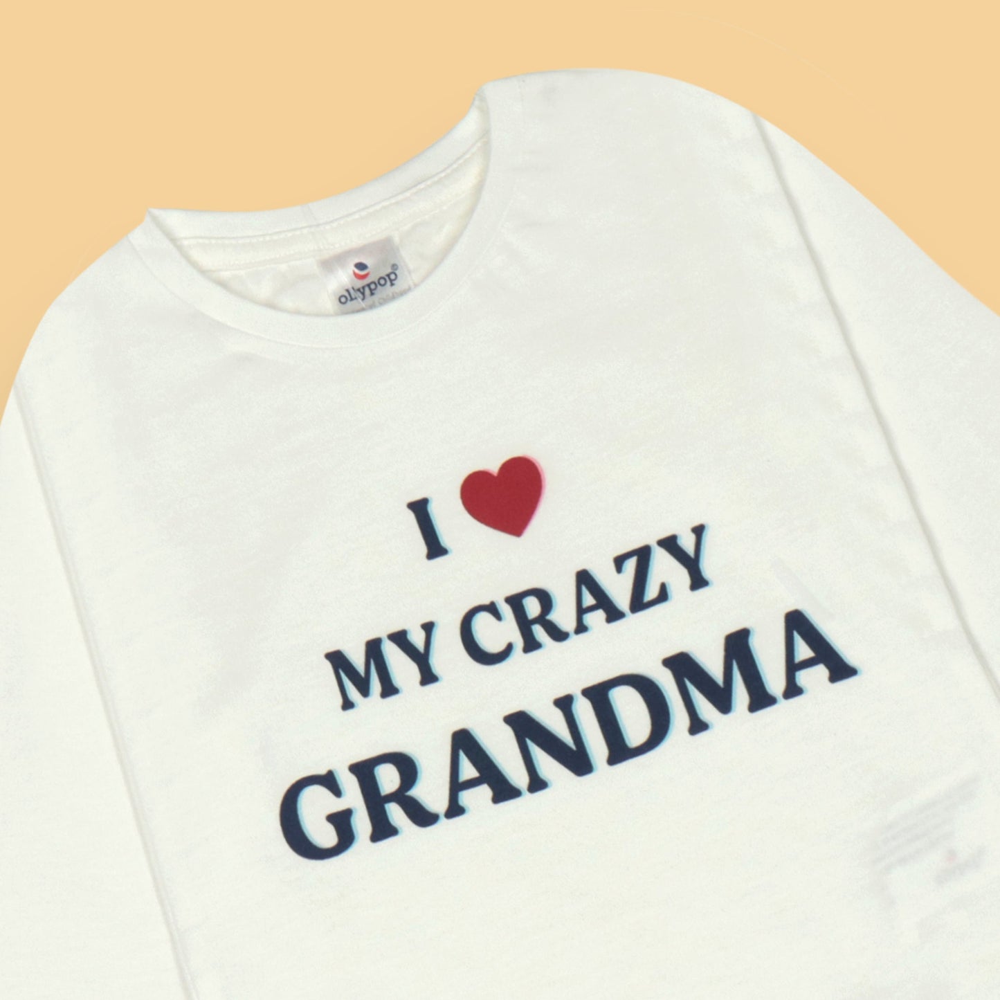 Ollypop White 'I ♥️ MY CRAZY GRANDMA' Placement Print Cotton Full Sleeve T-Shirt