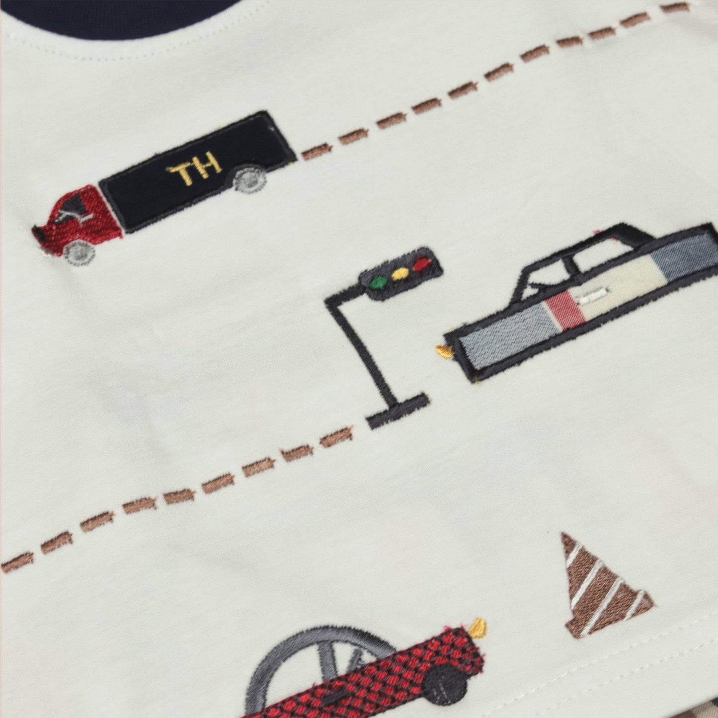 Toffyhouse Boys’ White Vehicle Print Set – Soft Cotton Half Sleeve Tee and Pull-On Shorts, Perfect for Smart Outdoor Fun