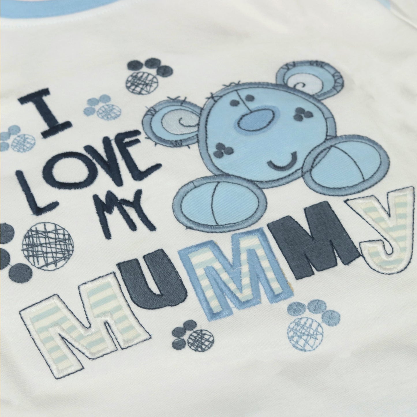 Toffyhouse Boys' White Sensory Z Cotton Set – Embroidered "I Love My Mummy" Half Sleeve T-Shirt & Comfort Fit Shorts