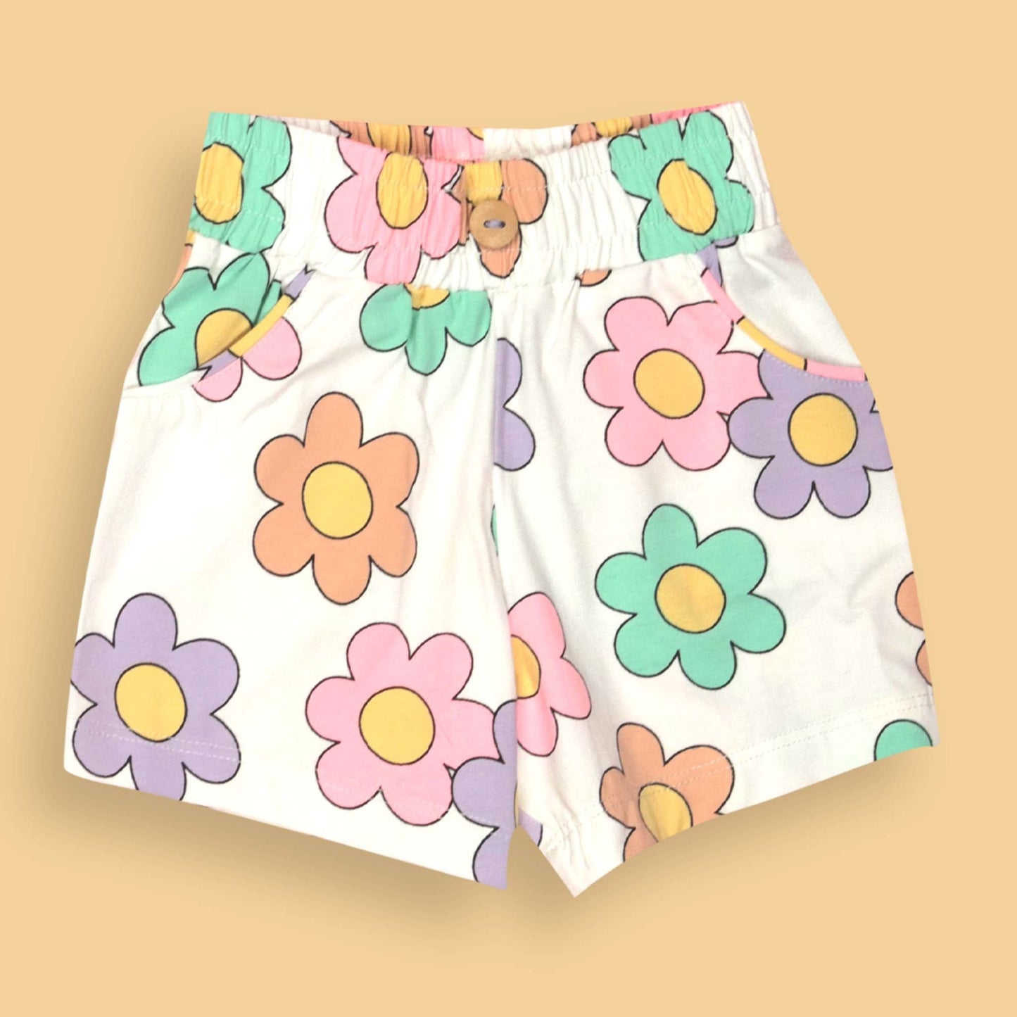 Chic White SmoothSense Girls' Set – All-Over Flower Print, Smart Outdoor & Party Wear