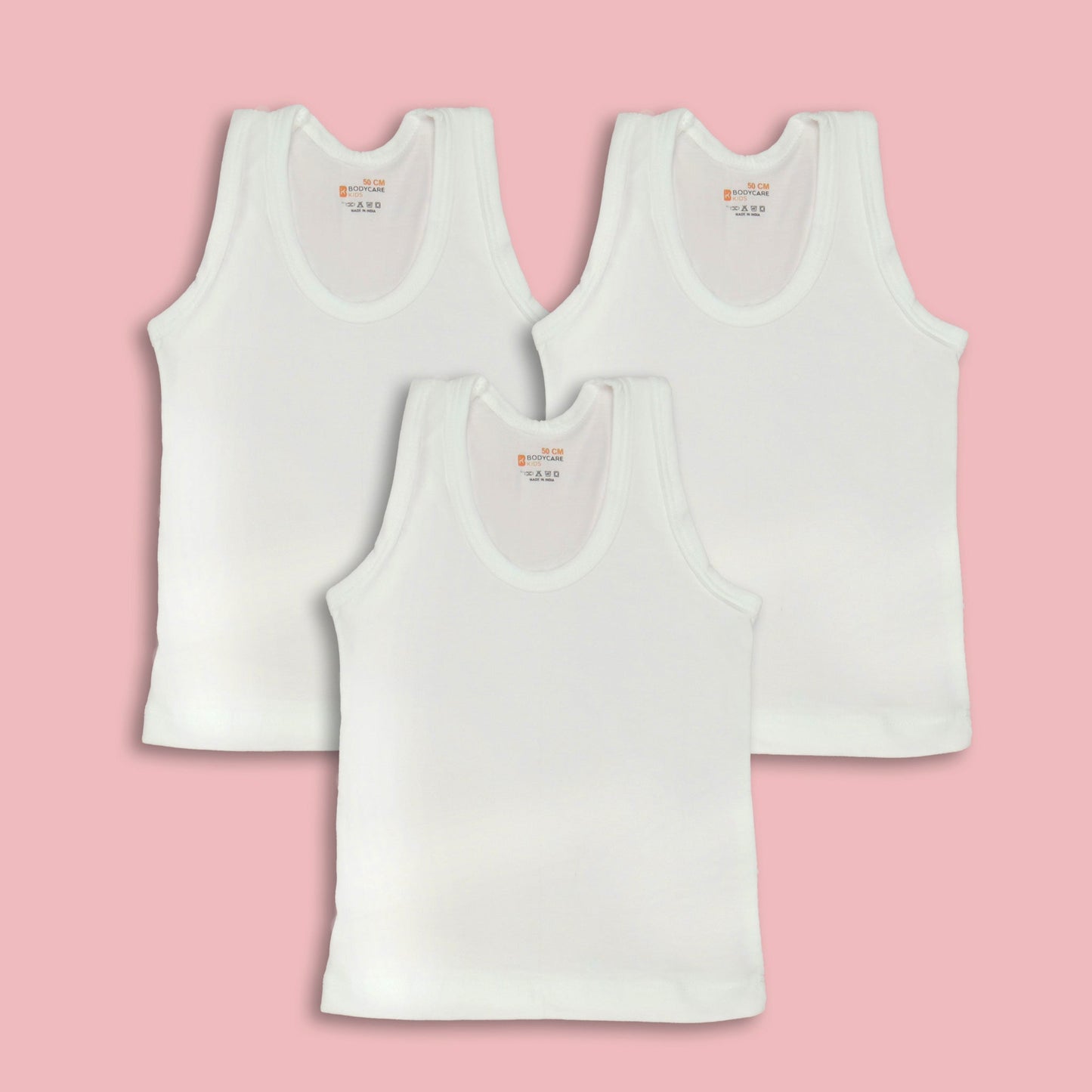 Boys’ White Cotton Blend Vests by Body Care – 3-Pack Soft, Sleeveless Innerwear