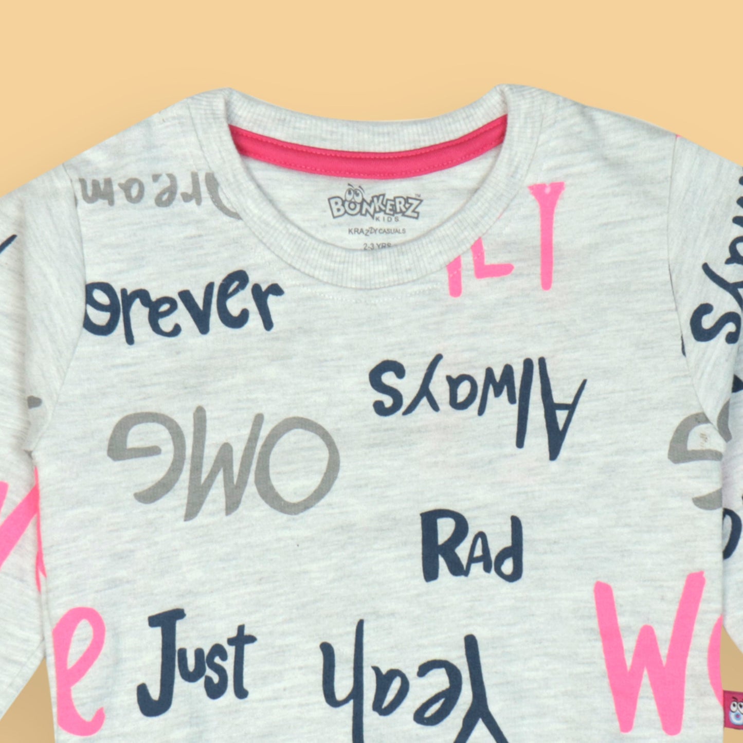 Always Forever Yeah OMG Sweatshirt by BONKERZ – Girls’ White, Abstract All-Over Print, Warm & Stylish for Cool Days