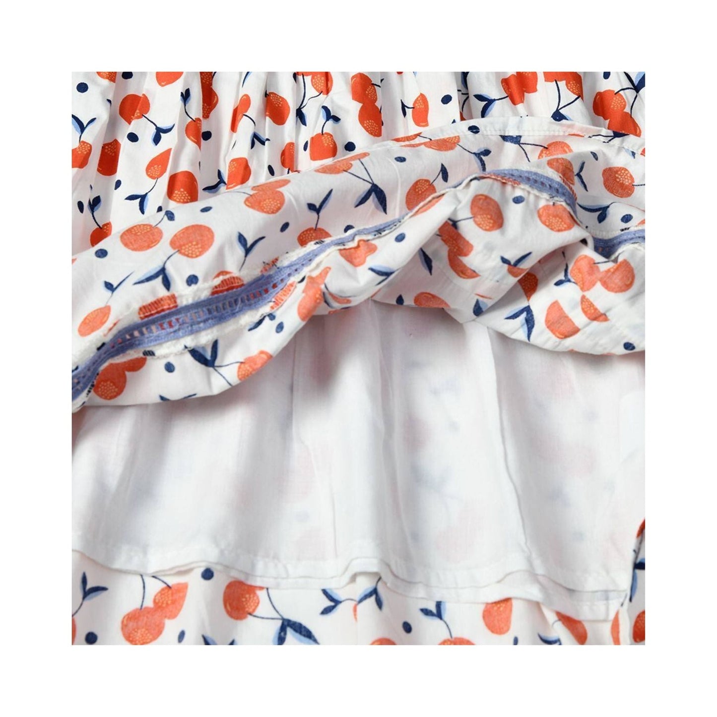 Bella Moda Girls Cotton One-Piece Frock – Soft Full Sleeve, Peter Pan Collar with Back Buttons – All-Over Cherry Prints for Smart Outdoor, Party & Festival Wear
