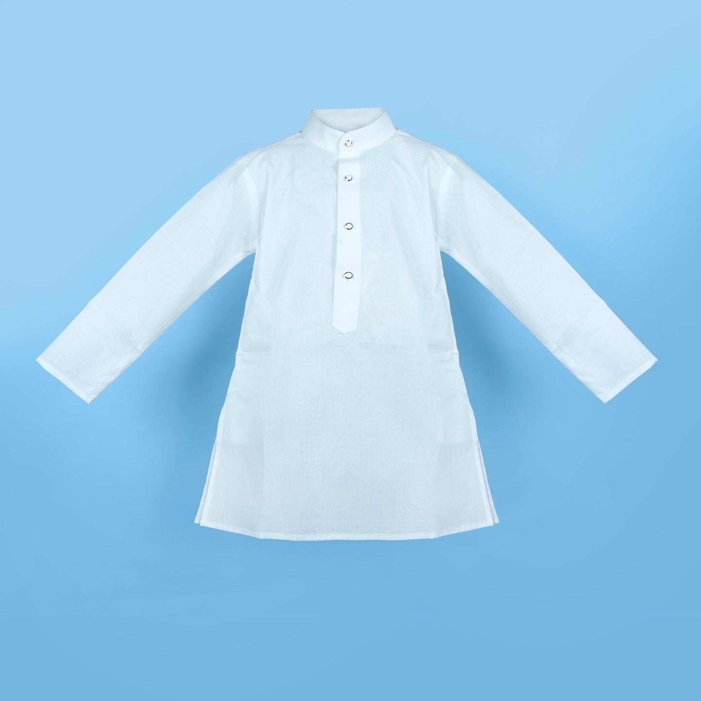 Crisp & Comfy: Motto White Full Sleeve Kurta Pajama Set for Every Festival