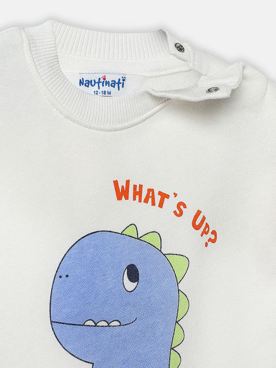 What's Up' Snap-Neck White Sweatshirt