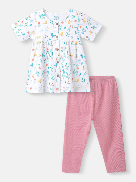White All-Over Print Top & Legging Set