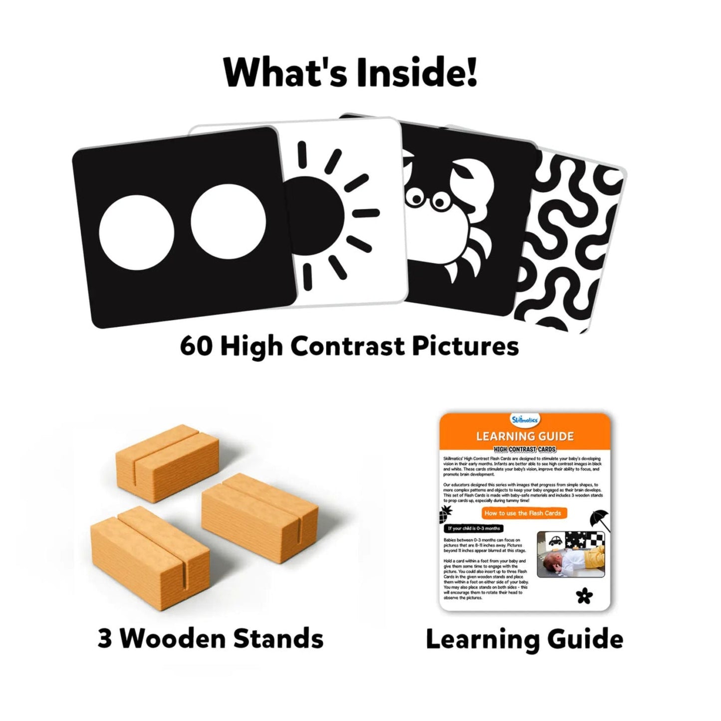 Skillmatics High Contrast Flash Cards for Babies – 60 Visual Stim Cards for Sensory & Language Development, Ages 0–12 Months