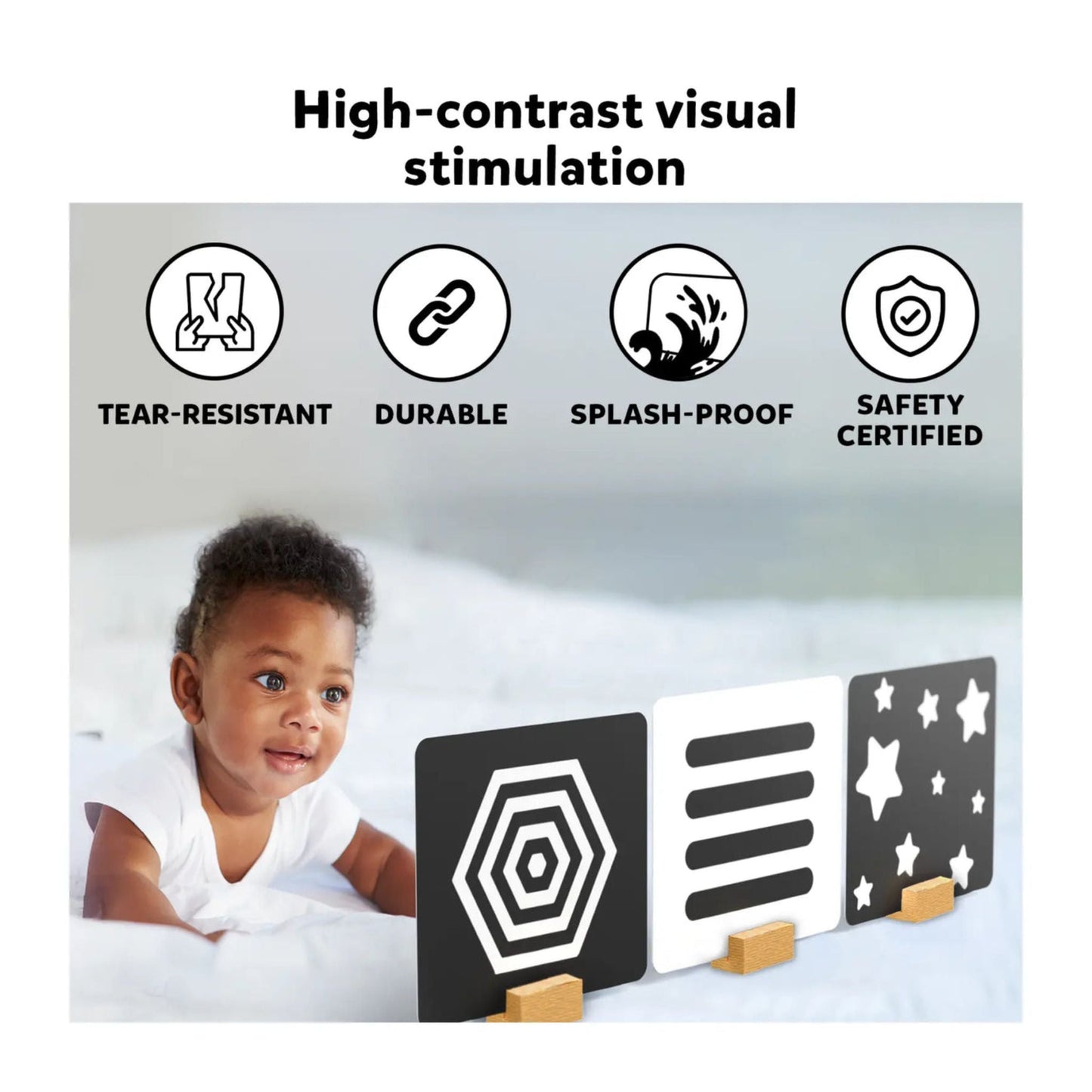 Skillmatics High Contrast Flash Cards for Babies – 60 Visual Stim Cards for Sensory & Language Development, Ages 0–12 Months