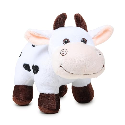 Webby Plush Adorable Standing Cow with Smiling Face Stuffed Soft Doll Toy for Kids