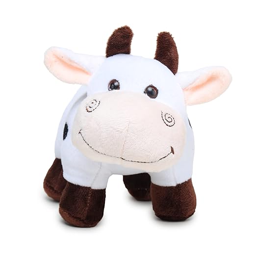 Webby Plush Adorable Standing Cow with Smiling Face Stuffed Soft Doll Toy for Kids