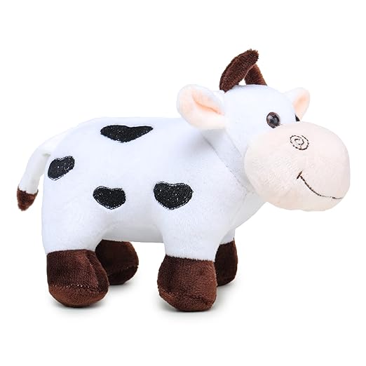 Webby Plush Adorable Standing Cow with Smiling Face Stuffed Soft Doll Toy for Kids