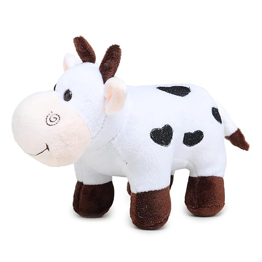 Webby Plush Adorable Standing Cow with Smiling Face Stuffed Soft Doll Toy for Kids