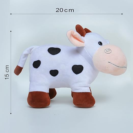 Webby Plush Adorable Standing Cow with Smiling Face Stuffed Soft Doll Toy for Kids