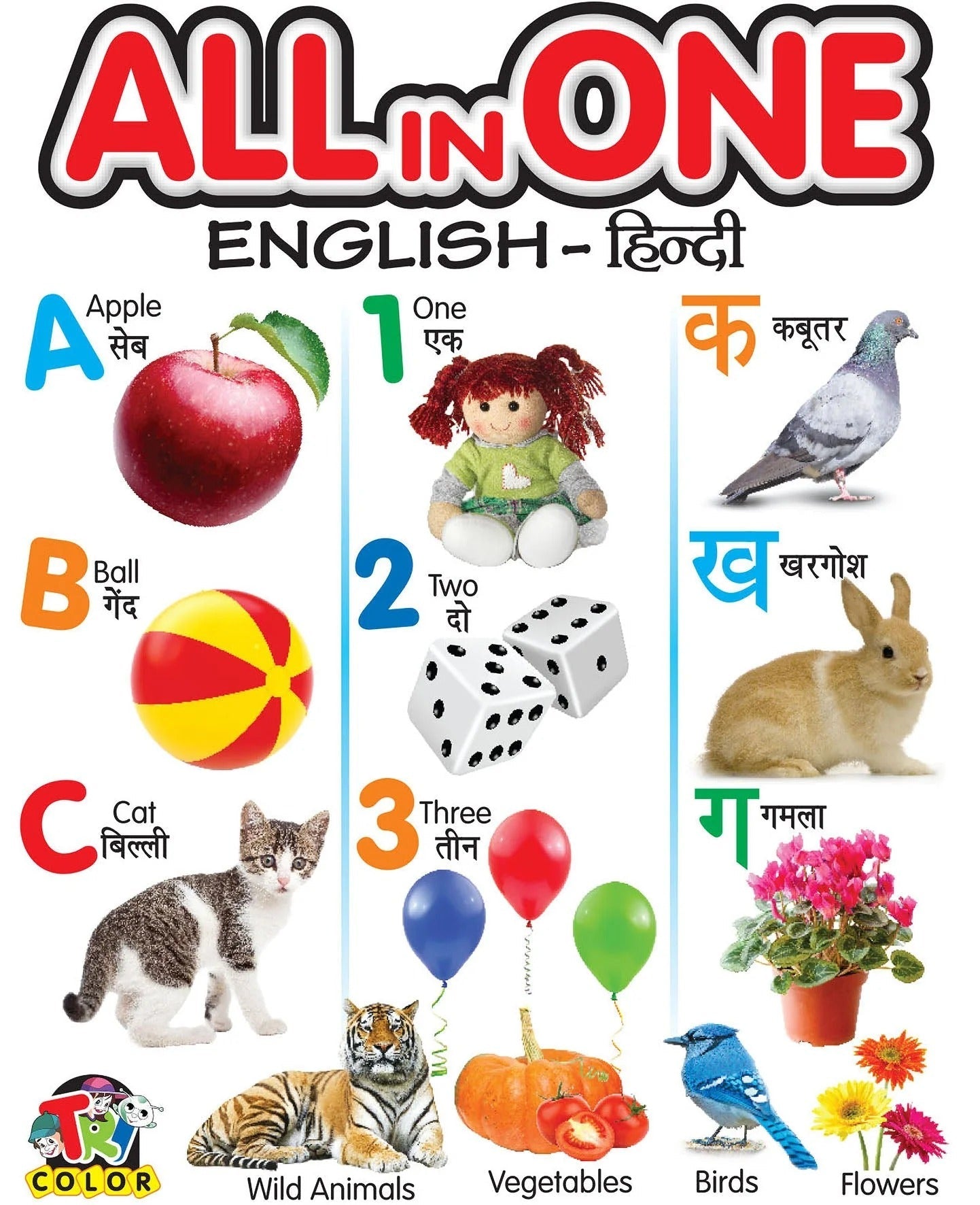 Pinwheel All-in-One Learning Book for Kids – English-Hindi Edition
