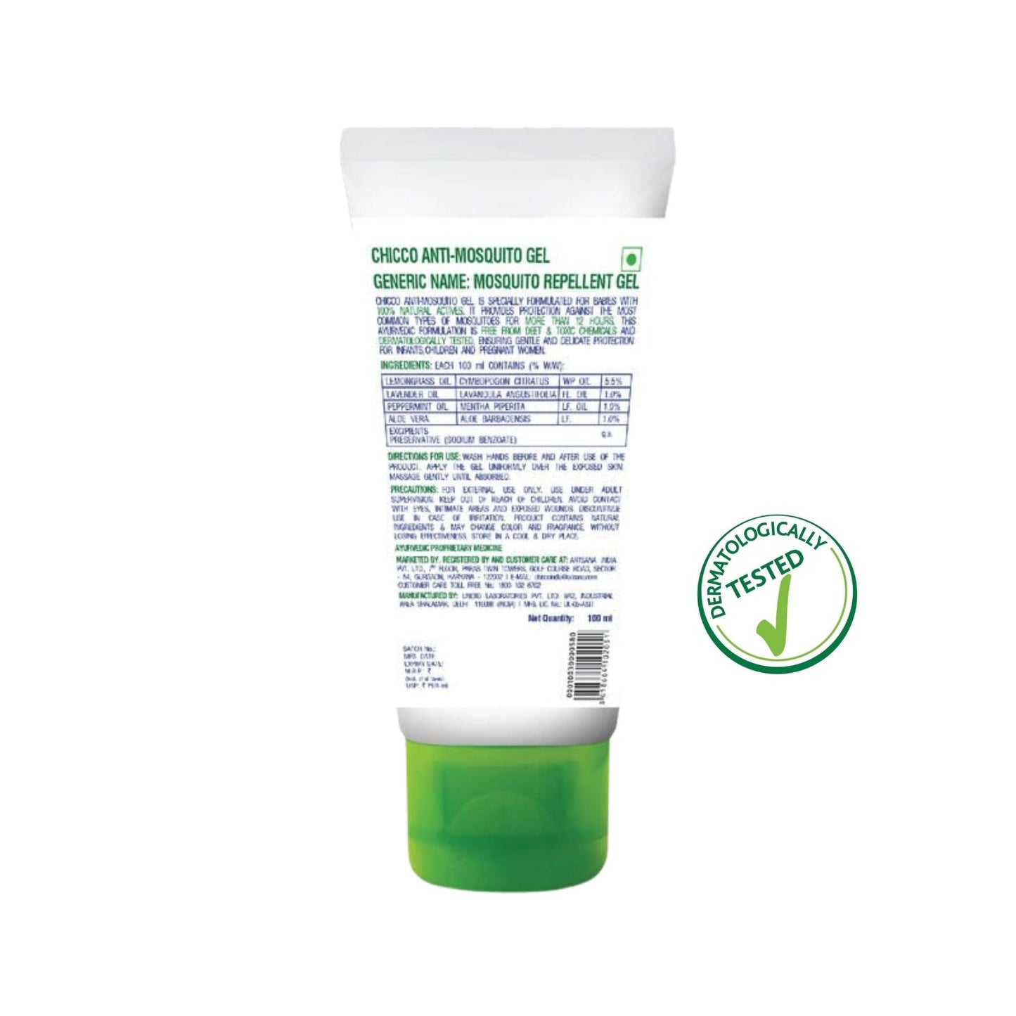 Chicco Anti-Mosquito Gel for Babies 50ml – Natural Protection, DEET-Free, Alcohol-Free, Dermatologically Tested