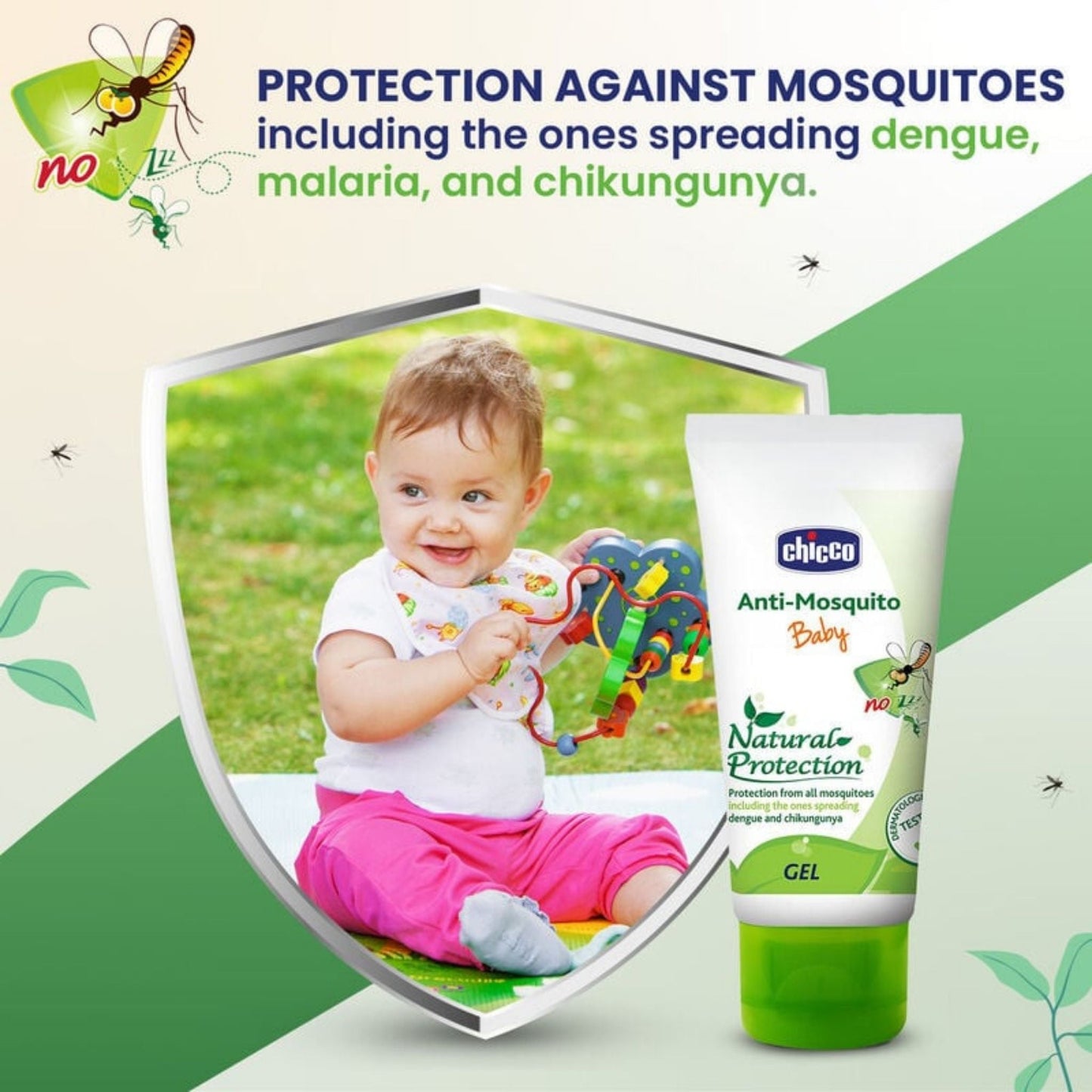 Chicco Anti-Mosquito Gel for Babies 50ml – Natural Protection, DEET-Free, Alcohol-Free, Dermatologically Tested