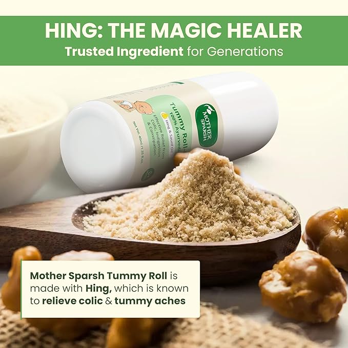 Mother Sparsh Tummy Roll-On, Colic Relief, Constipation & Indigestion, Hing & Saunf, 100% Natural, 40ml